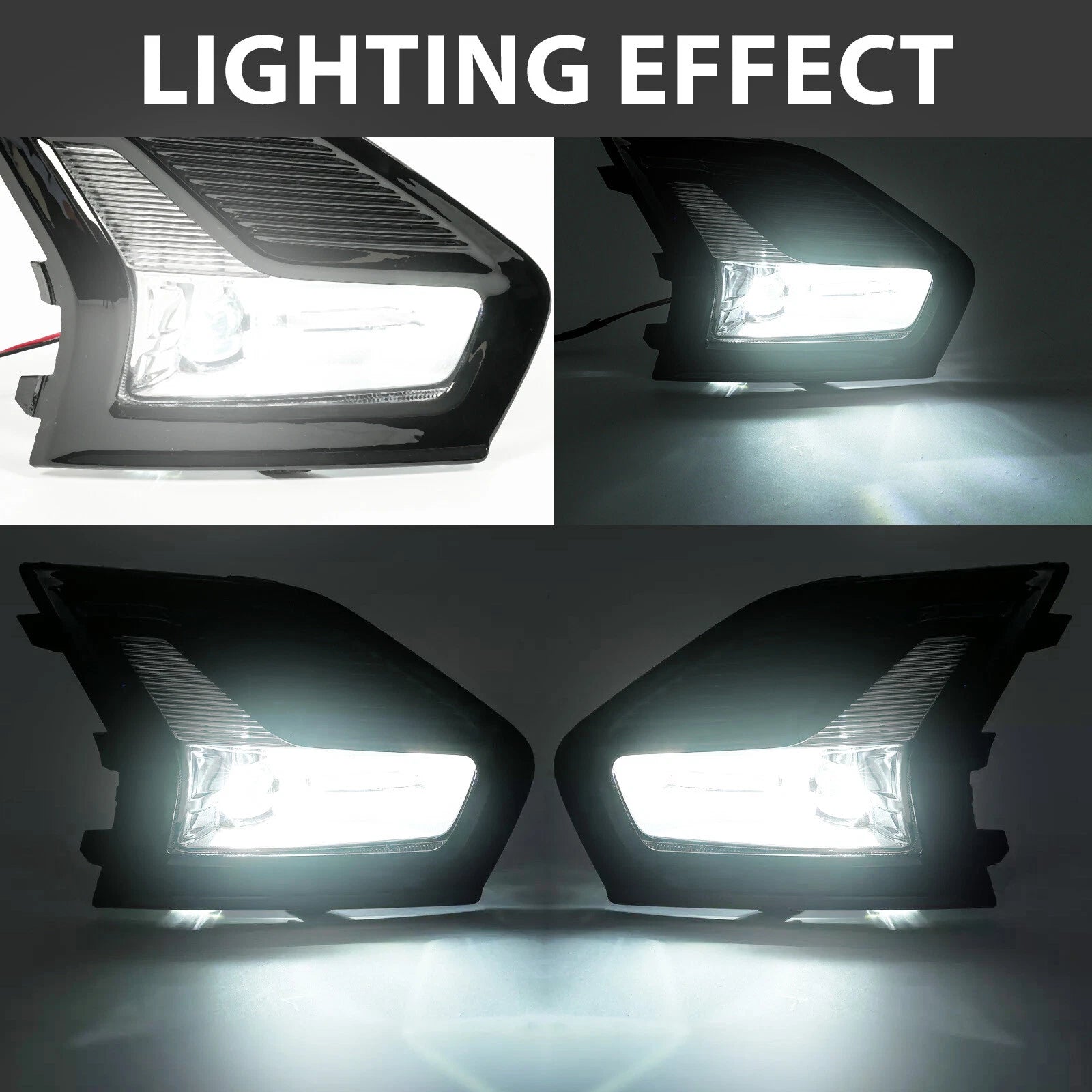 2X Clear Lens LED Fog Lights with Bezel for Ford Fusion (2019–2020)