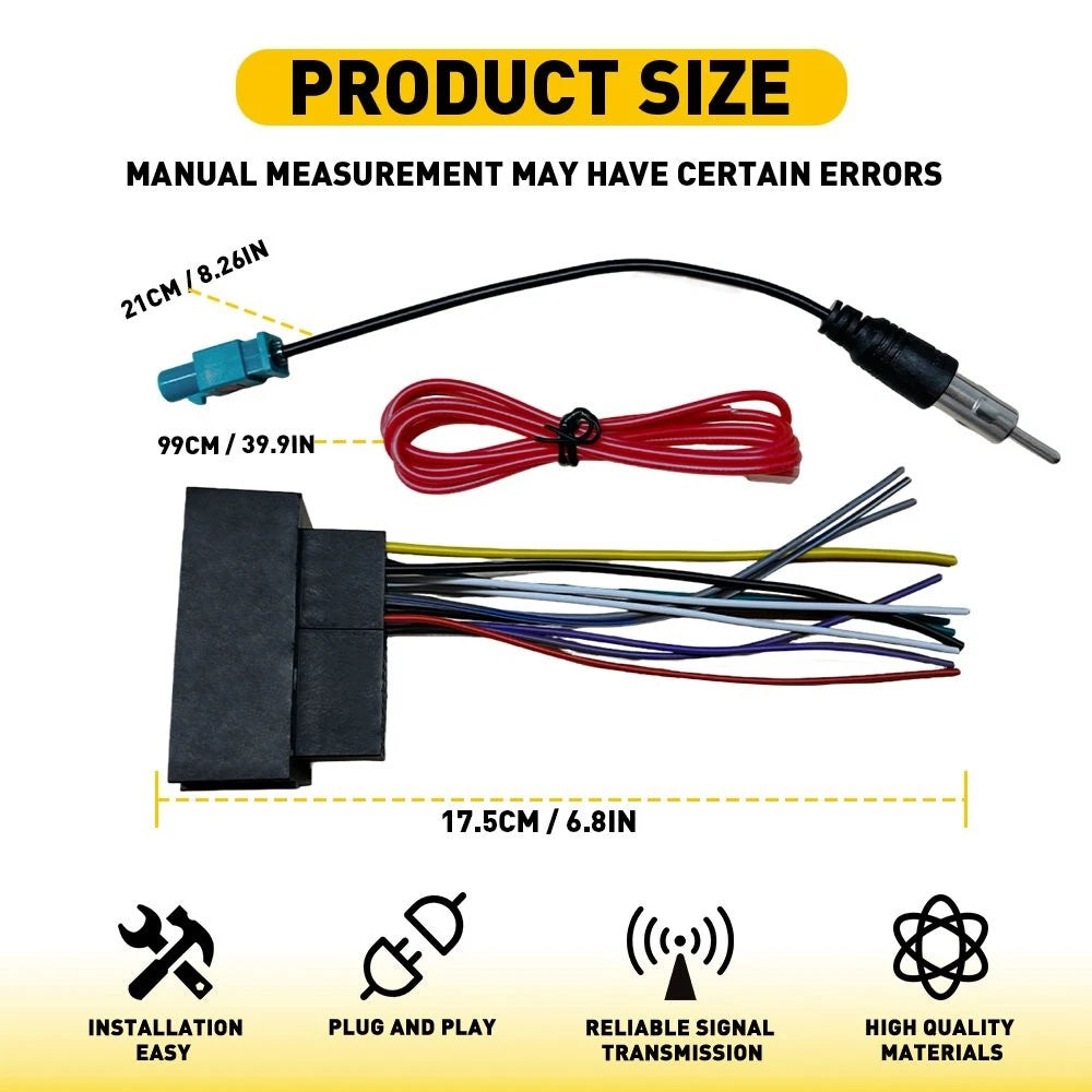 Radio Wiring Harness & Antenna Adapter for Jeep Dodge Challenger Chrysler (H)
