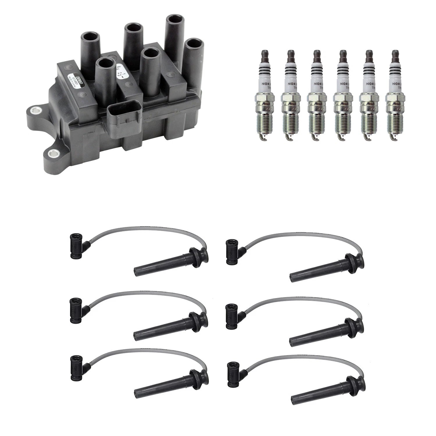 Set of 6 Denso Ignition Coil Wires & NGK Spark Plugs for Sable 3.0 V6