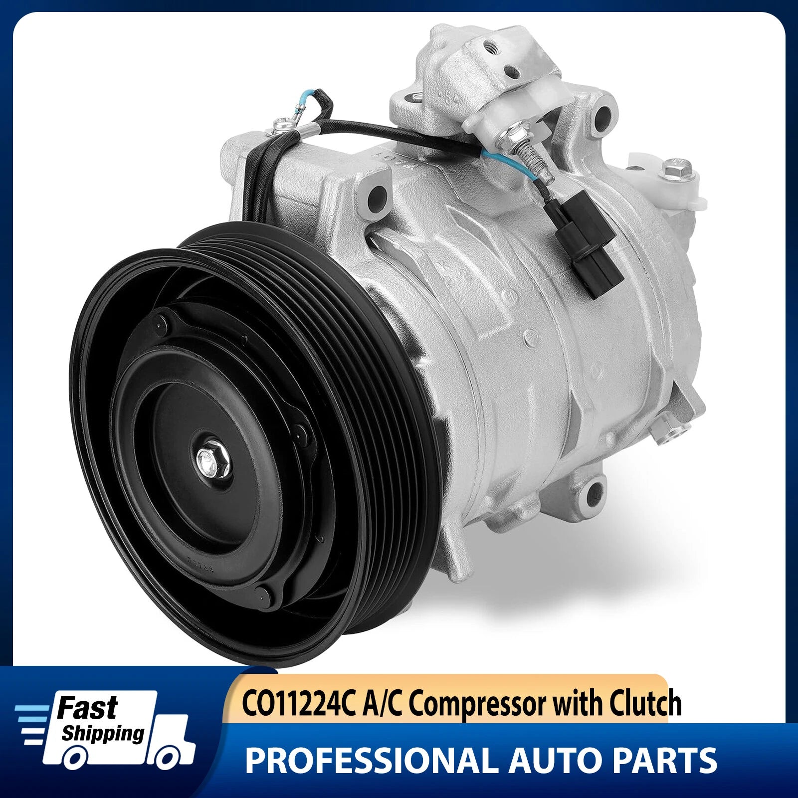 AC Compressor w/ Clutch for Honda Accord (2008–2012), Crosstour (2012–2015)