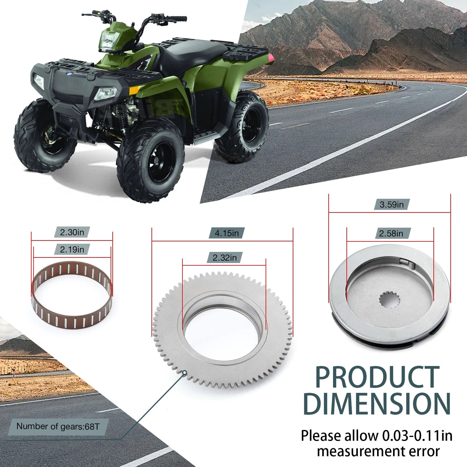 Starter Clutch Assembly & Wheel Gear for Polaris Scrambler 90, Predator 90 (2001–2006)