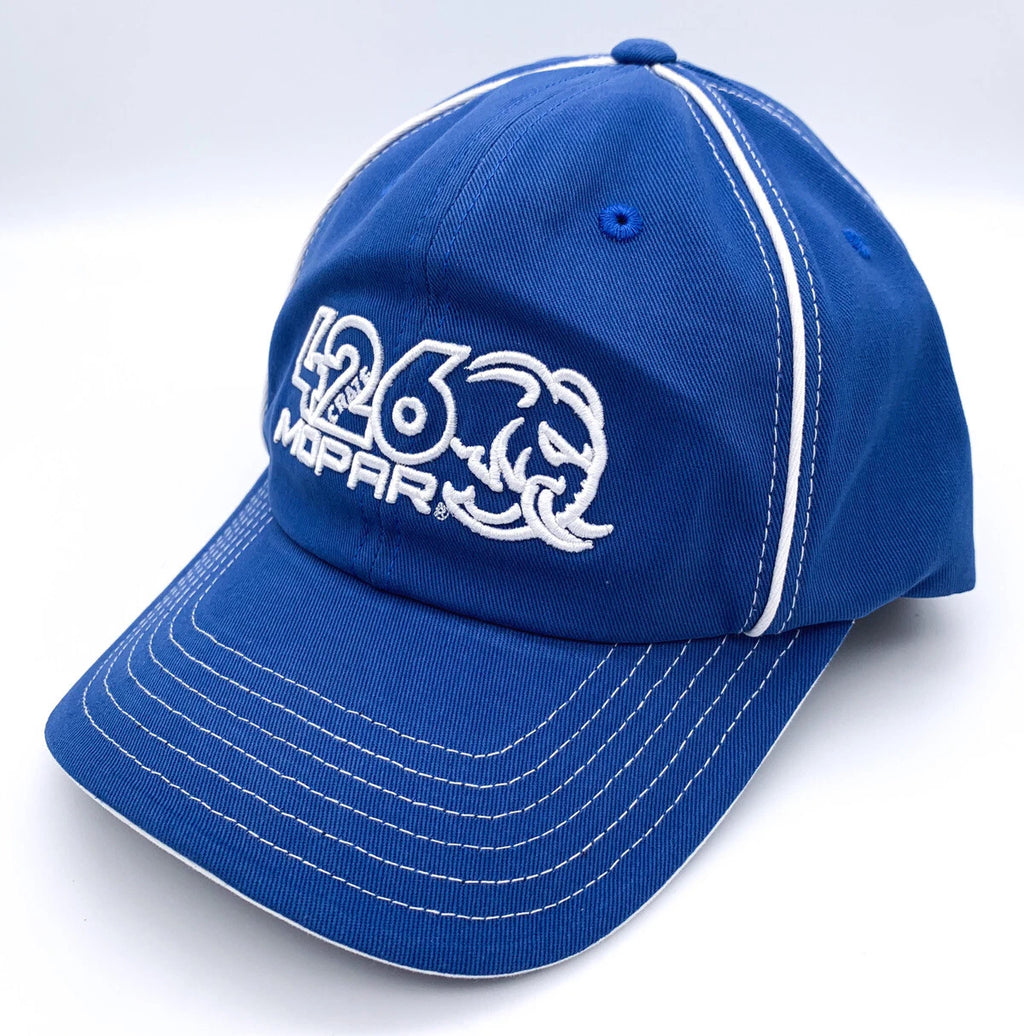 Licensed Hellcat Hemi Mopar Hat Blue with White Stitching for Dodge (2015–2021)