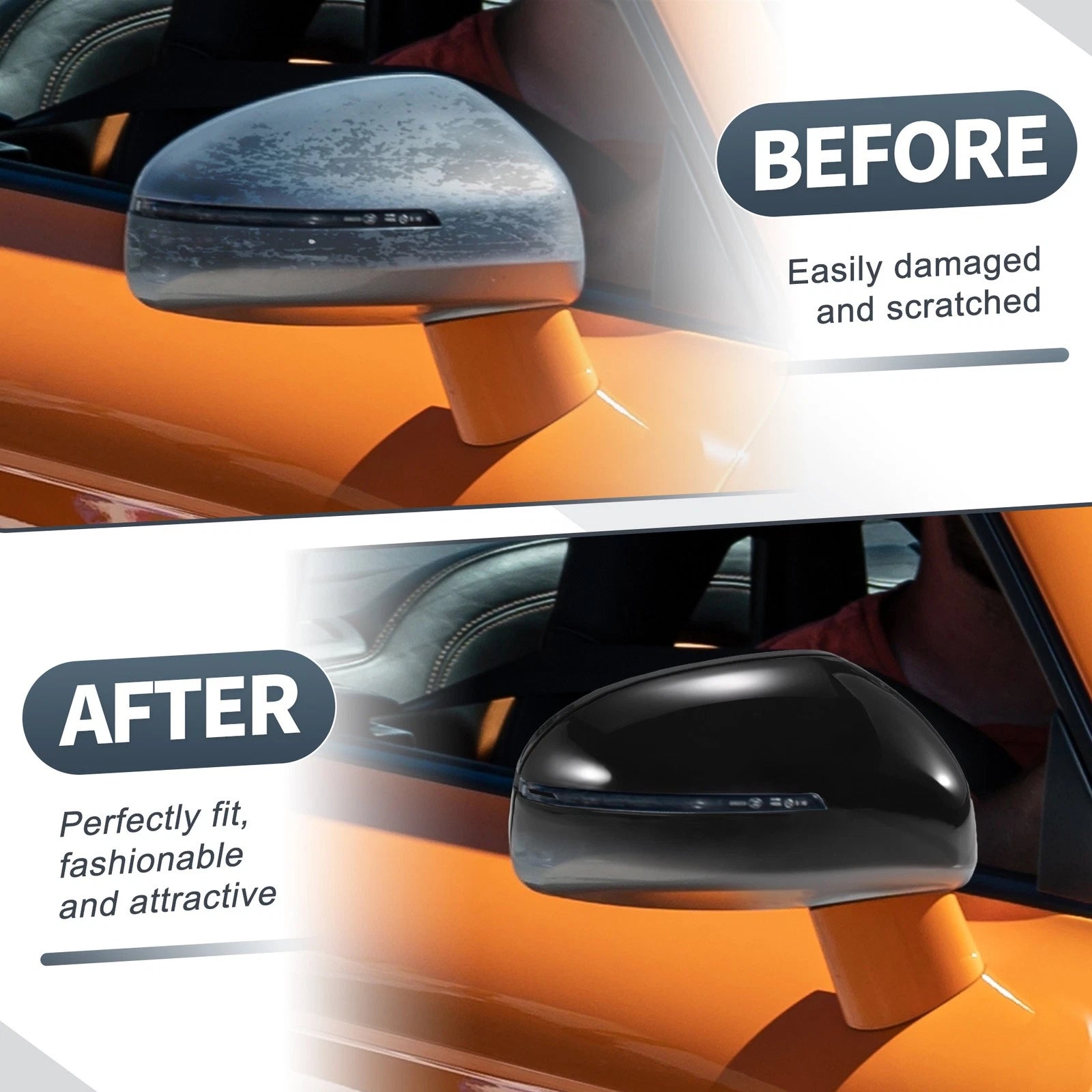Pair Rearview Mirror Cover Caps Gloss Black for Audi TT TTS TTRS MK2 R8 (2006–2015)