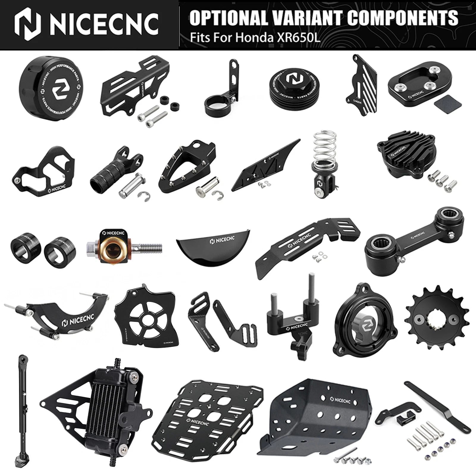 NICECNC Fairings Body Kit Foot Peg Chain Cover for Honda XR650L (1993–2025) Black