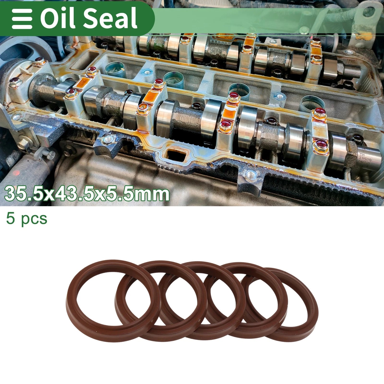 Set of 5 Oil Seal Rotary Shaft Seal FKM Rubber 35.5x43.5x5.5mm