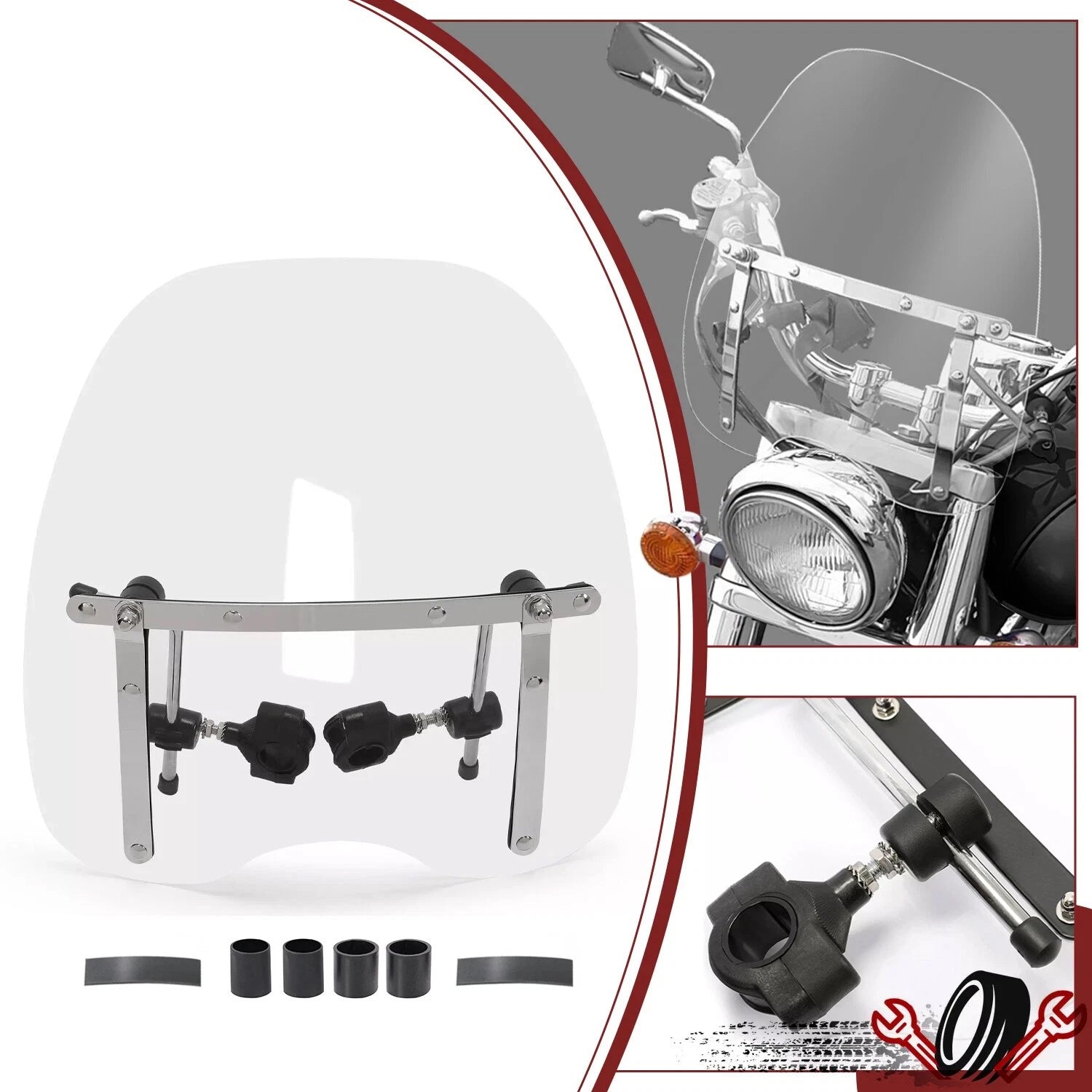 Clear Windshield for Honda VTX 1300 1800 (2003–2009) 18"x16"