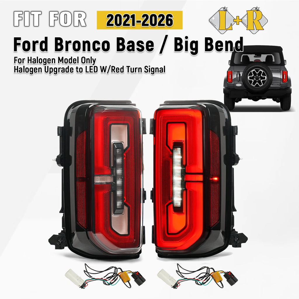 Halogen Upgrade LED Tail Lights for Ford Bronco (2021–2026) Left+Right Pair
