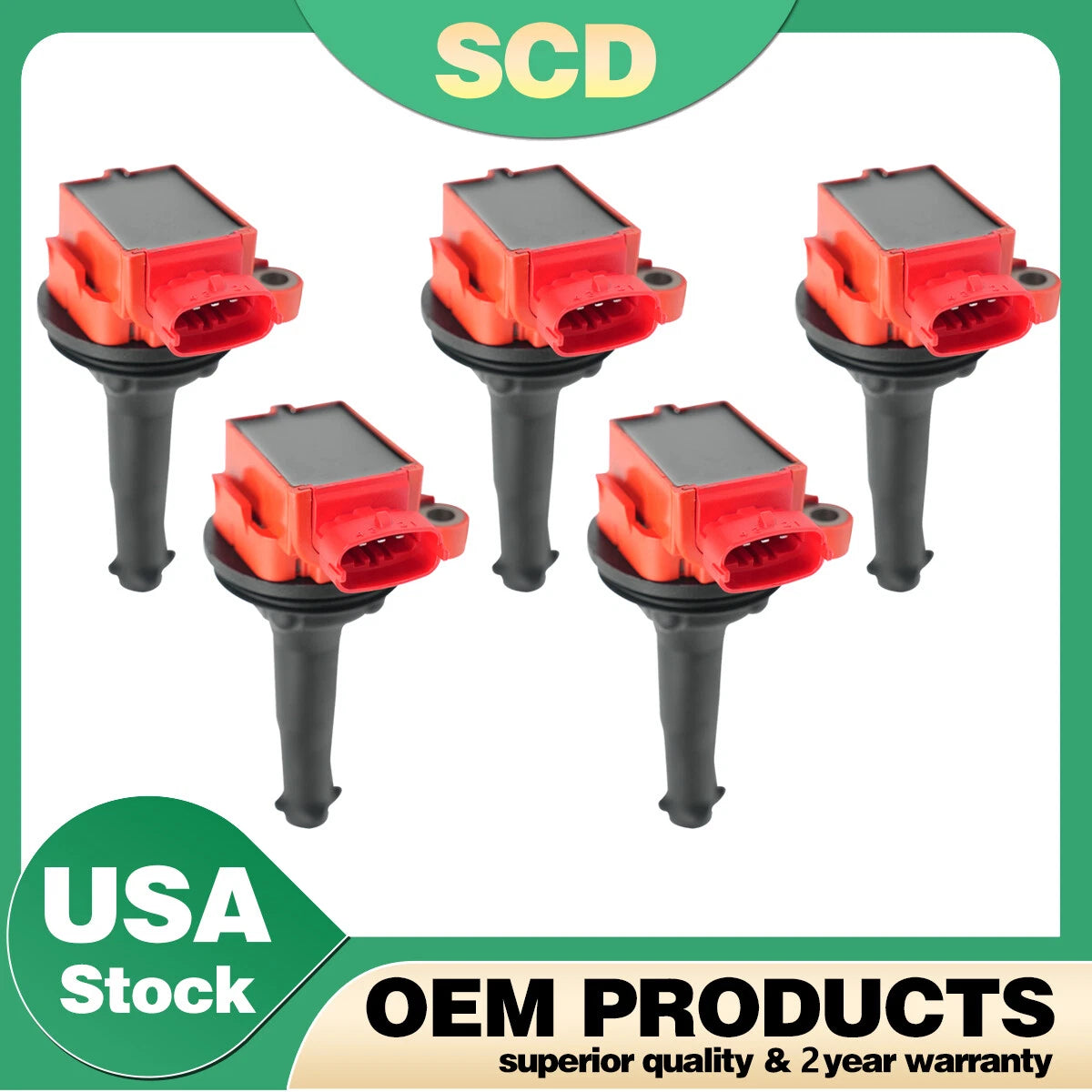 Set of 5 Ignition Coils UF517 HTN for Volvo C30 C70 S40 S60 S80 V50 V60 V70 (2006–2016)