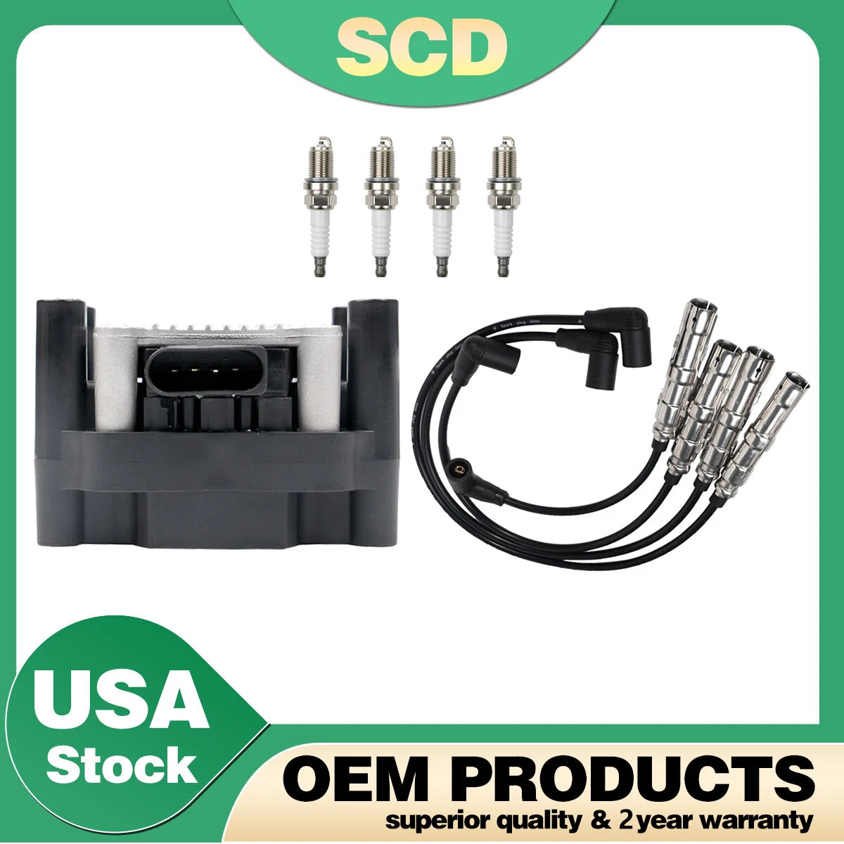 UF277 Ignition Coil, Spark Plug & Wires for VW Jetta Beetle Golf (1999–2005)