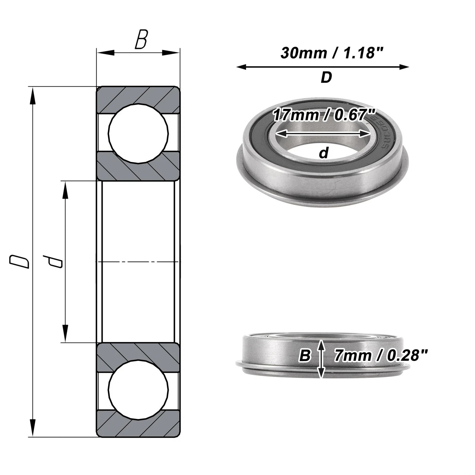 6903NR2RS Deep Groove Ball Bearing for Scooter Skateboard (17x30x7mm)