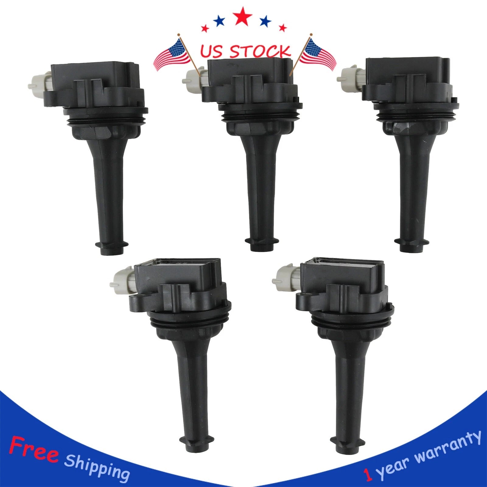 Set of 5 Ignition Coils for Volvo C30 (2007–2010) & V50 (2005–2011)