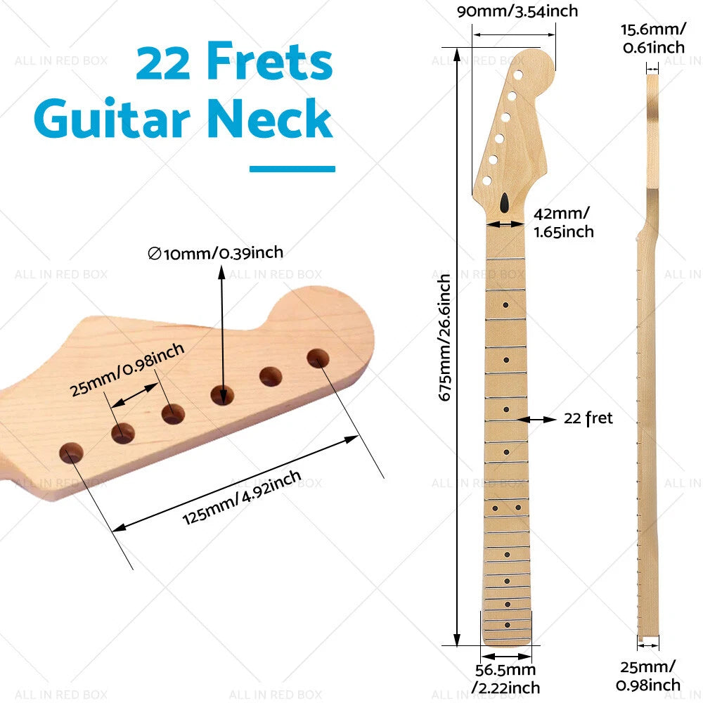 Electric Guitar Neck for ST Guitar (22 Frets, Maple, Left/Right)