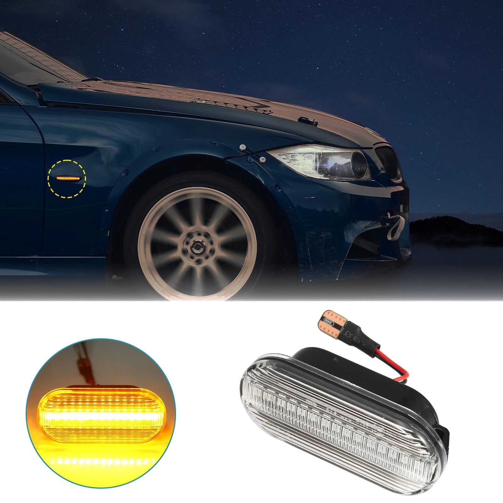 Pair LED Side Marker Turn Signal Lights for Ford (1995–2004) 4M5A13K309AA