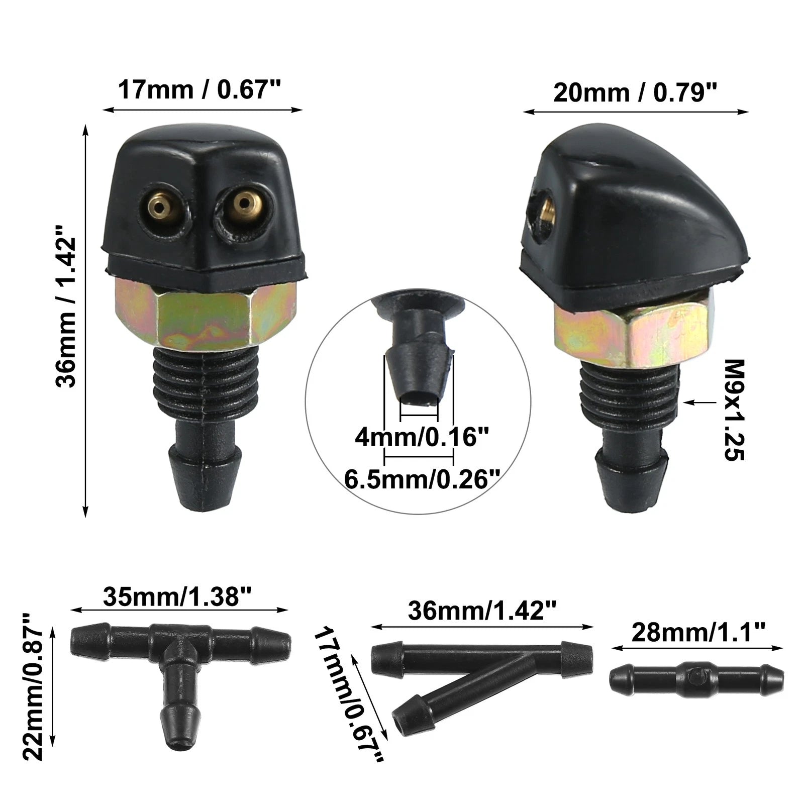 2X Windshield Washer Nozzle for Toyota (2010–2023) with Gasket Connectors