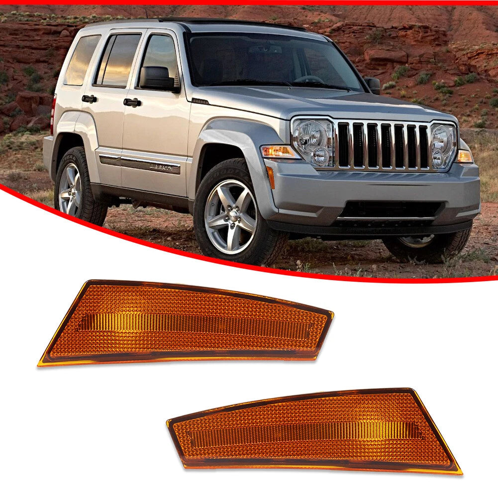 Set of 2 Front Bumper Side Marker Light Reflector Covers for Jeep Liberty (2008–2012)
