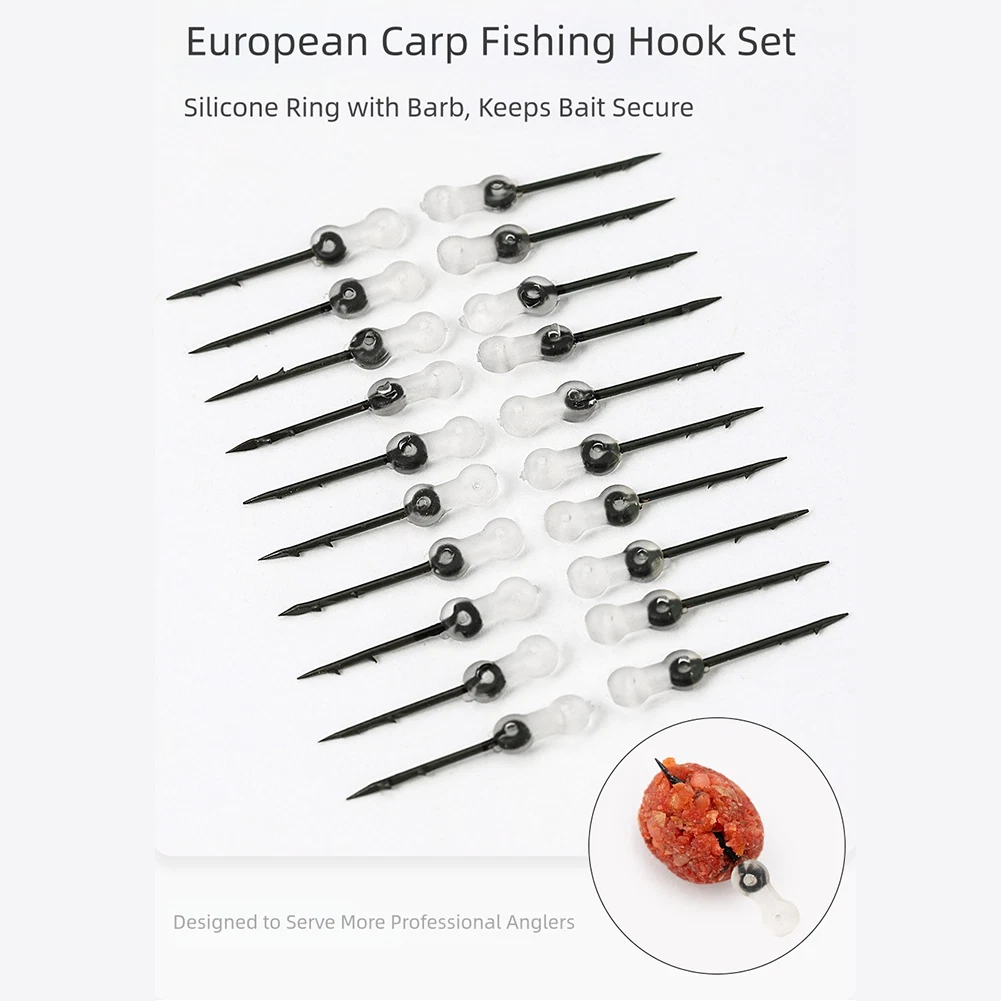 Bait Spike Fishing Hook Sting Pin for Carp (with Clear Stops, Rubber Corn Rig)