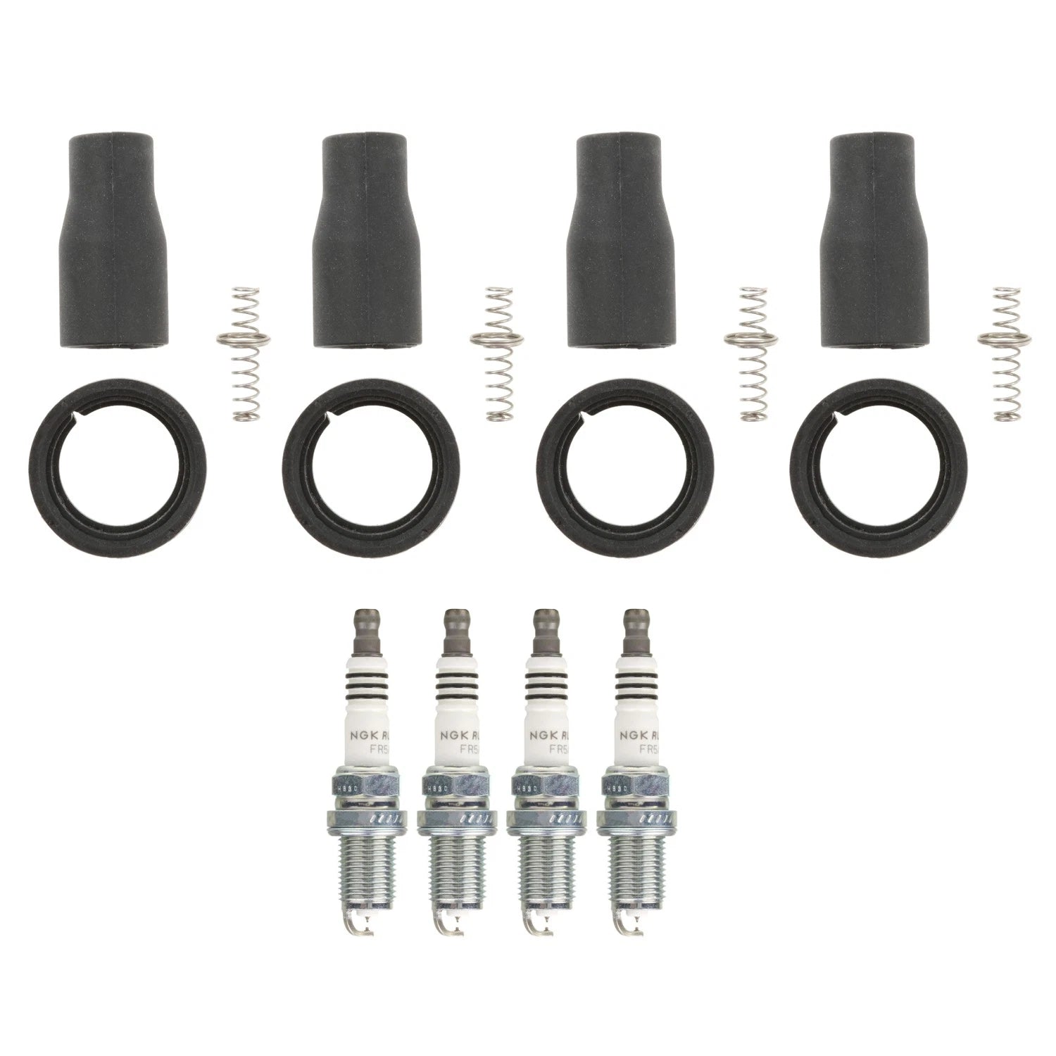 Set of 4 NGK Ruthenium HX Spark Plugs & Coil Boots for Optima Sonata Rondo