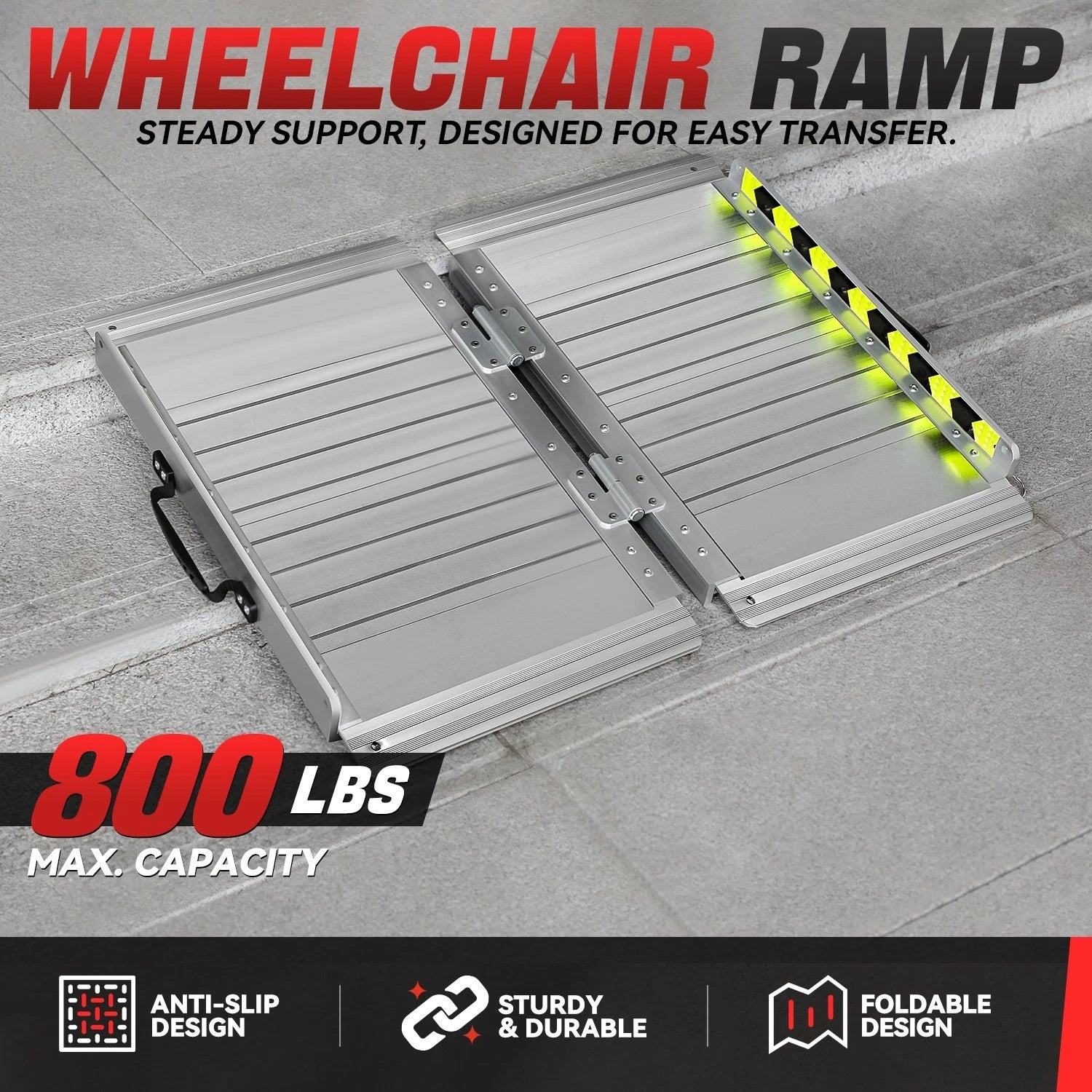 29" x 2' Aluminum Wheelchair Ramp - 880 lbs Capacity