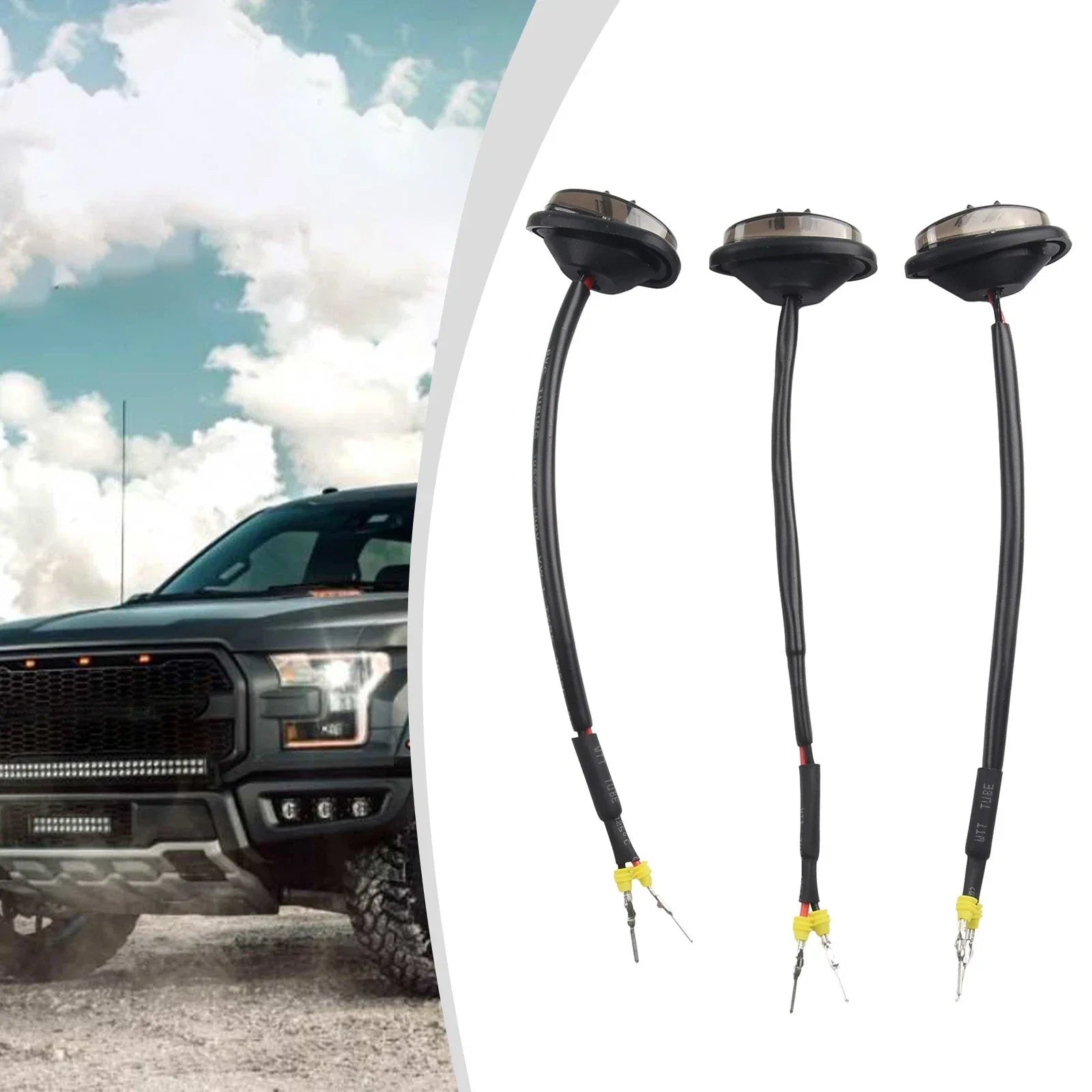 Raptor-Style Smoked Lens Amber LED Front Grille Running Lights for Ford F-150