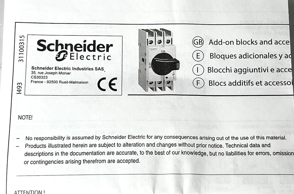Disconnect Switch for Schneider Electric VLS3P016R1 (600V, Din Rail Mount)