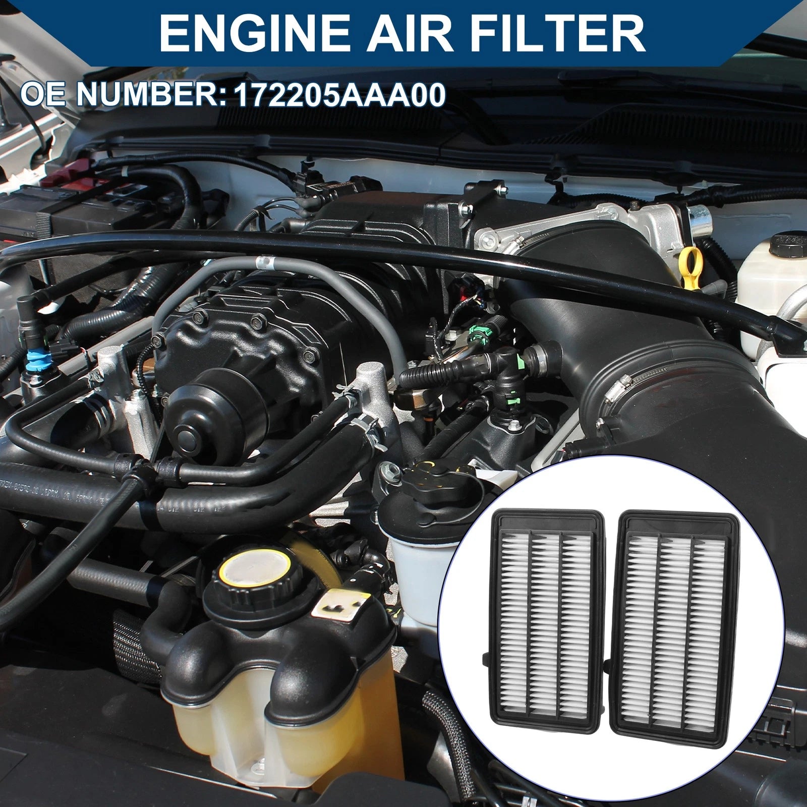 2X Car Engine Air Filter No.172205AAA00 for Honda Civic 1.5L 2.0L (2016–2021)