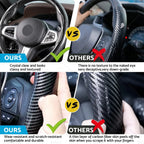 2X Black Carbon Fiber Steering Wheel Cover for Car SUV (2014–2021)