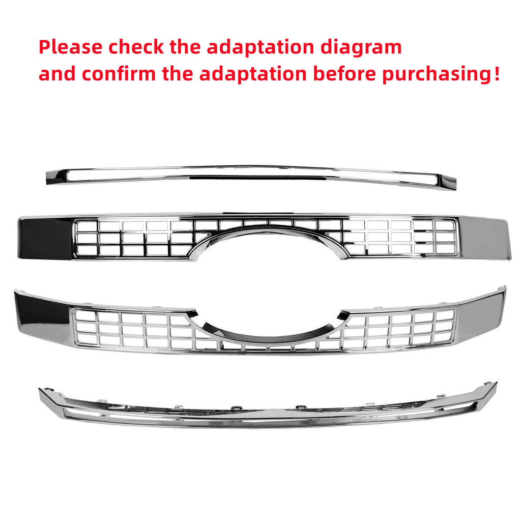 Chrome Grille Overlay Trim for Ford F250 F350 F450 Super Duty (2017–2019)