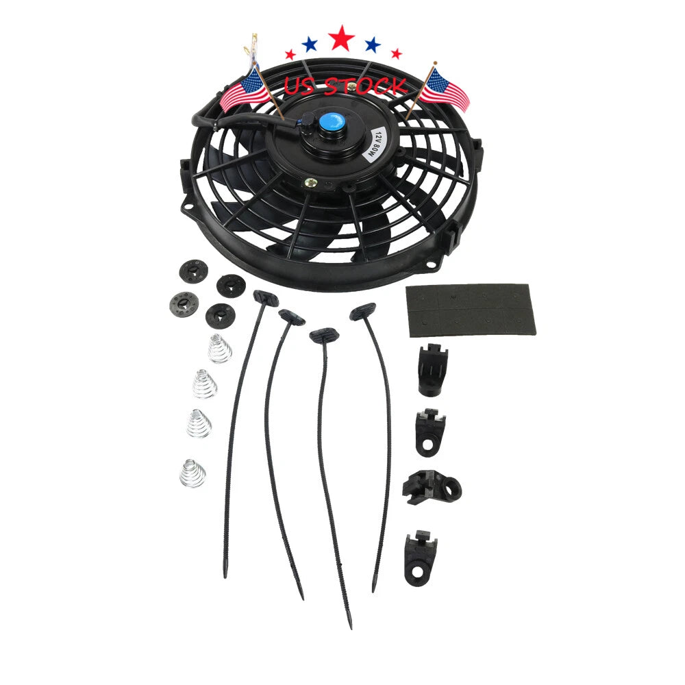 Set of 2 Slim Electric Radiator Cooling Fans 9" Universal