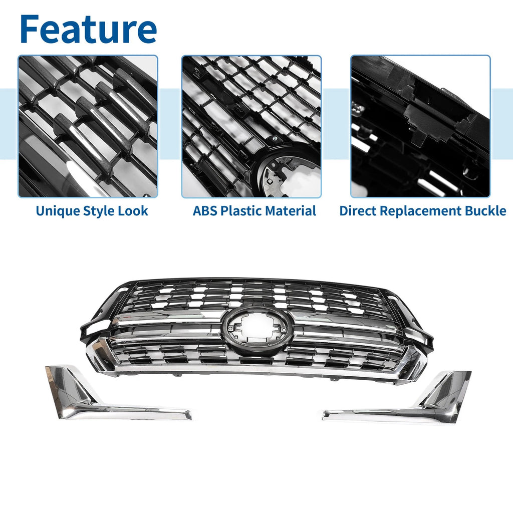 Front Upper Hood Bumper Grille for Toyota Land Cruiser LC200 (2016–2020) Black