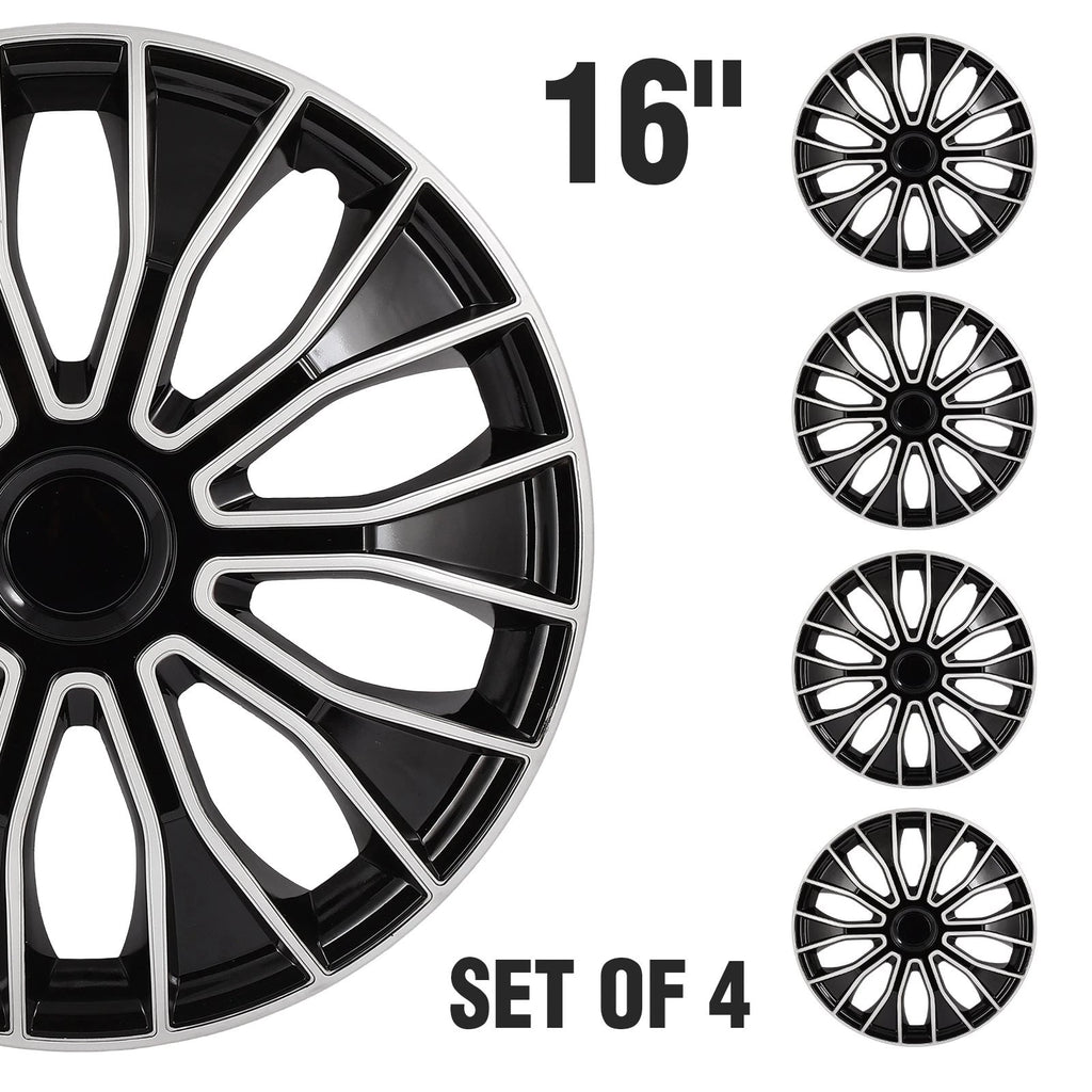 Set of 4 Wheel Covers for R16 Tire & Rim (16 Inch) - Black