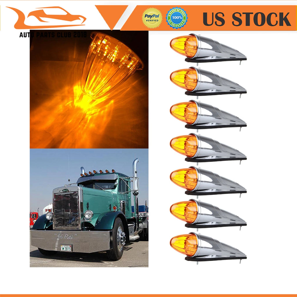 Set of 7 Amber 10.25" LED Roof Cab Marker Lights for Super Duty