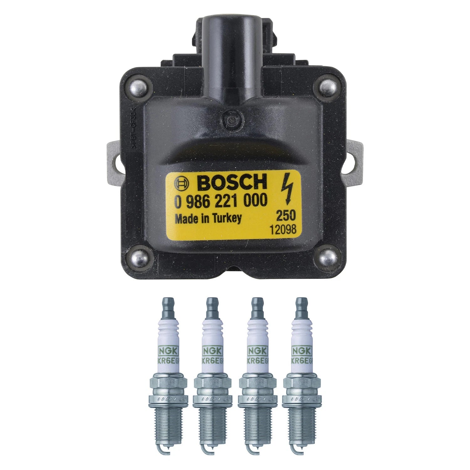 Set of 4 Bosch Ignition Coils & NGK G-Power Spark Plugs for Sebring Accent G20 MX-6