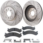 Brake Disc and Pad Kit for Cadillac DTS (2006–2011) Cross-drilled