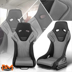 2Pcs Racing Bucket Seats for Universal Fit (Fixed Back, Silver)