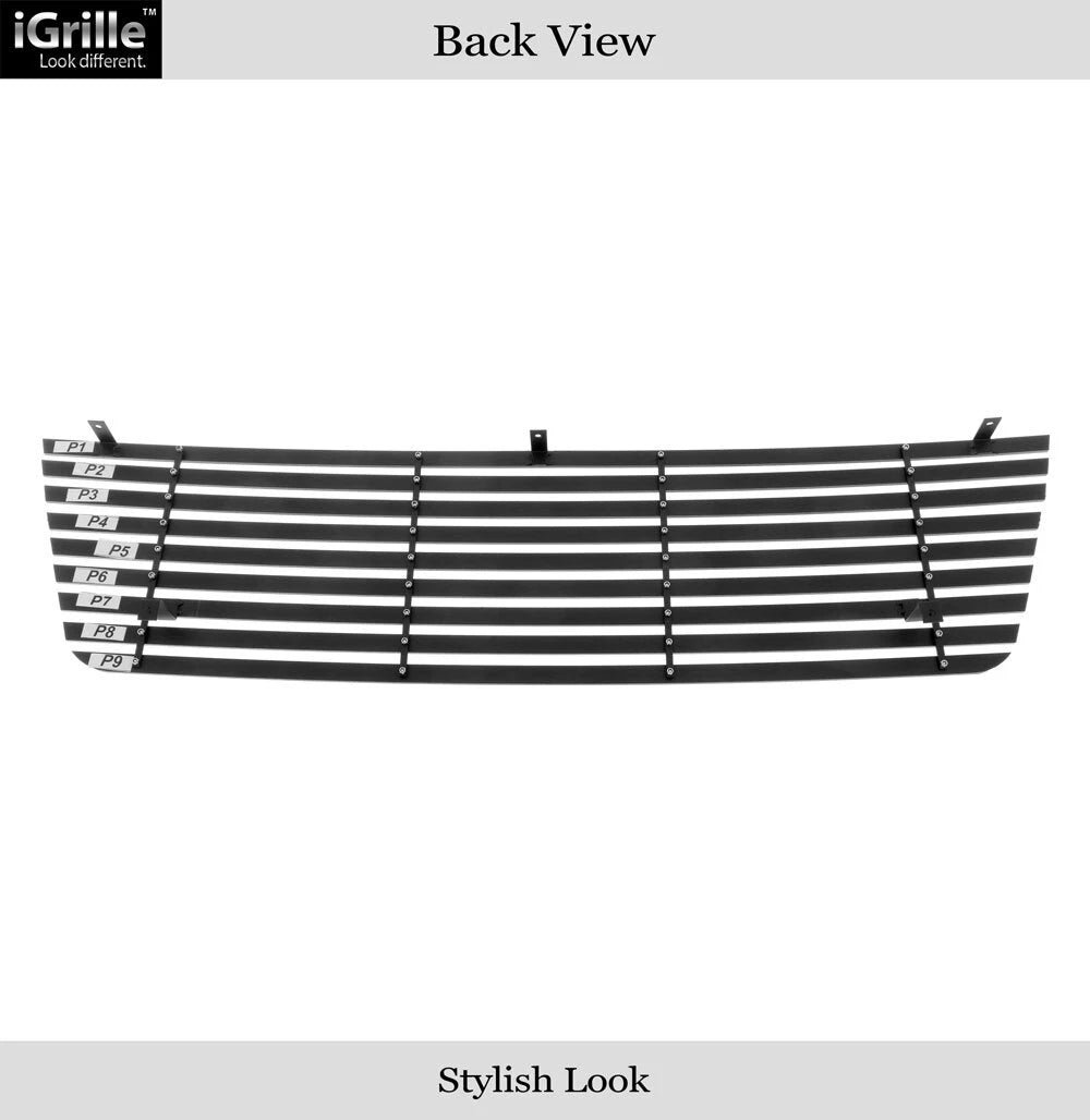 Upper Black Wide Rivet Billet Grille Insert for Ford Econoline Van (1992-2007)