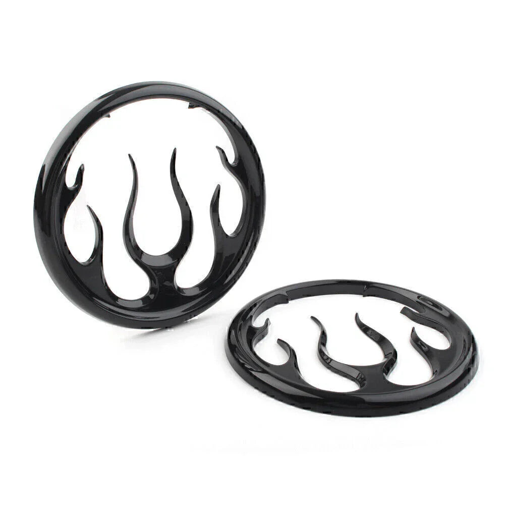 Black Flame Speaker Grill Accent Trim Cover for Harley Electra Glide (2009-2023)