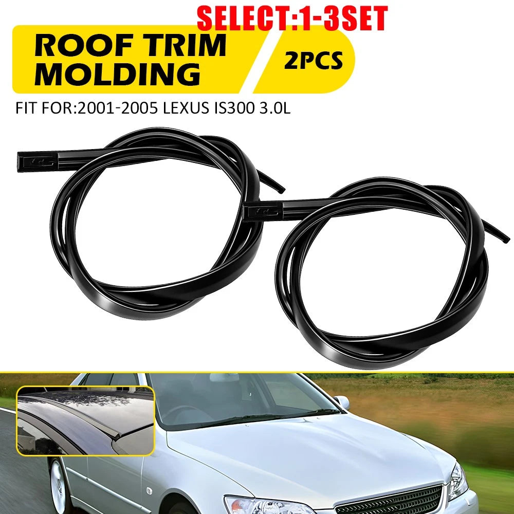 Set of 2 Black Roof Drip Molding for Lexus IS300 (2001–2005)