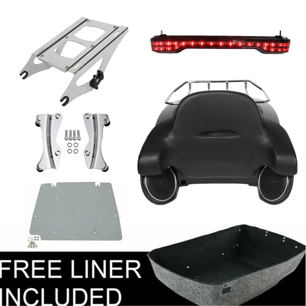 Trunk Pad Mount Rack Speaker Light Plate for Harley Electra Glide (2014–2026)