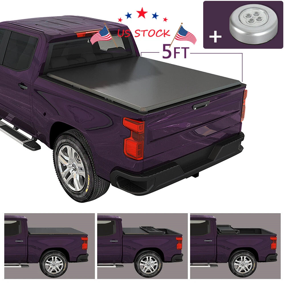 5Ft Soft Tri-Fold Tonneau Cover for GMC Canyon, Chevy Colorado (2015–2019)