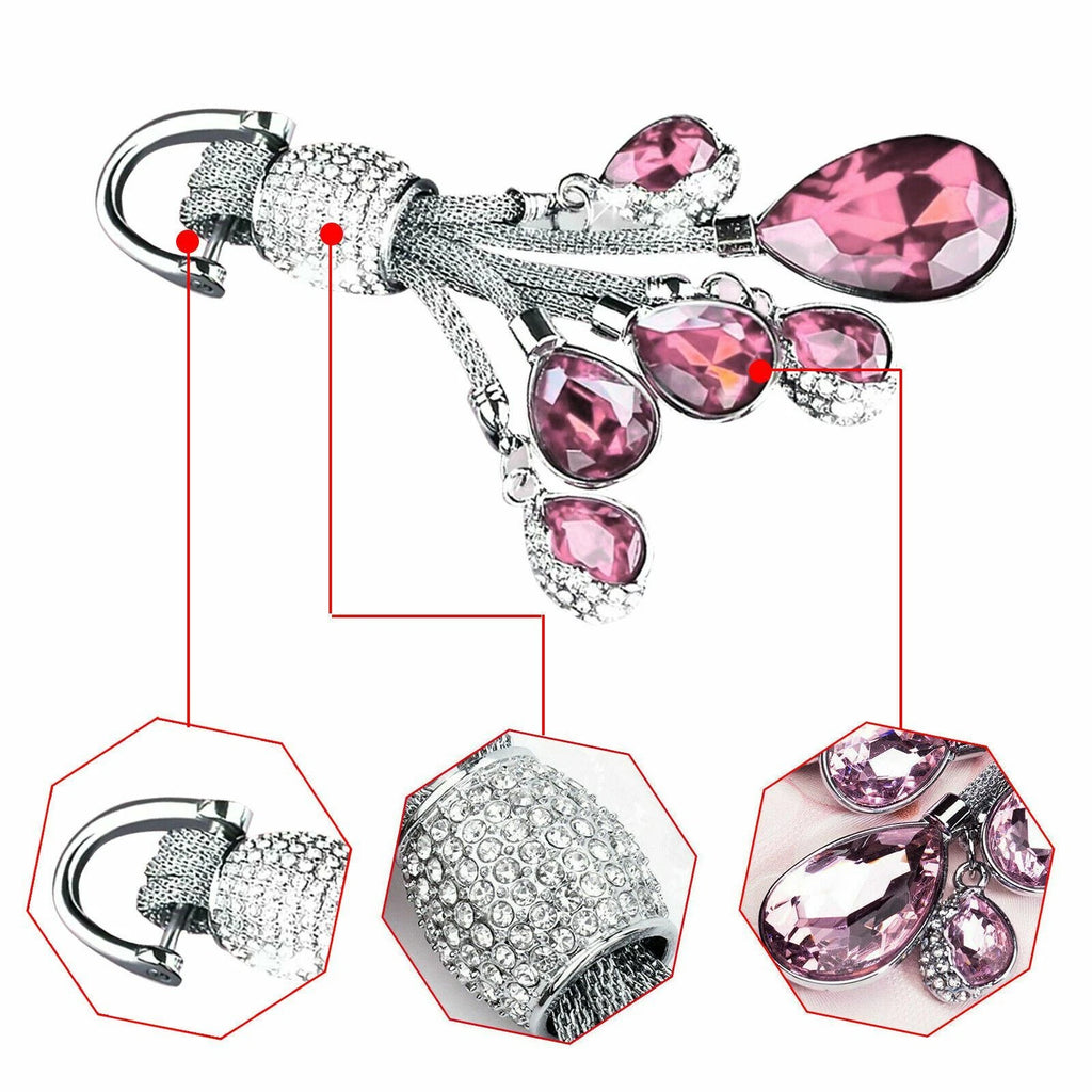 Pink Crystal Diamond Water-Drop Hanging Keychain for Ram (2011-2024)