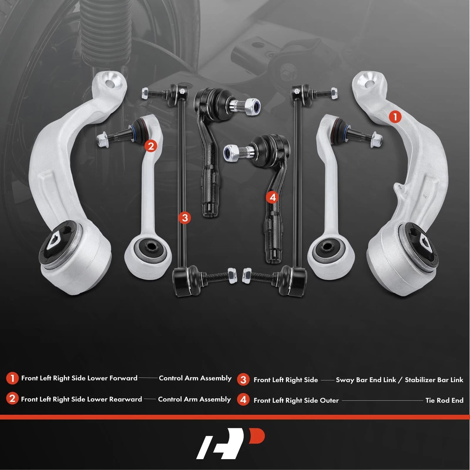8x Front Control Arm Sway Bar Link Tie Rod End for BMW 5 Series (2007–2016)
