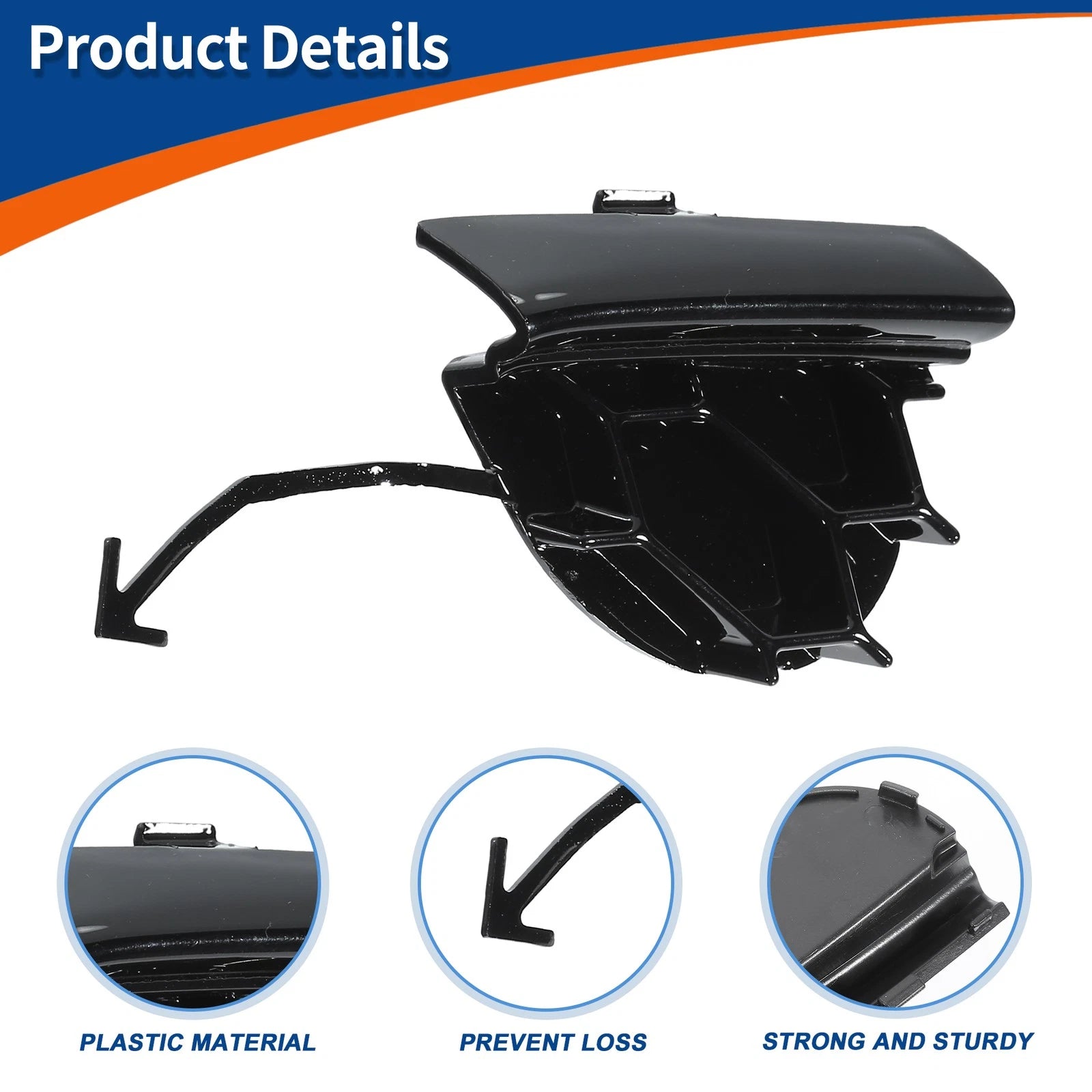 Tow Hook Cover for Ford Focus (2014–2018) - Front Right Side, Gloss Black