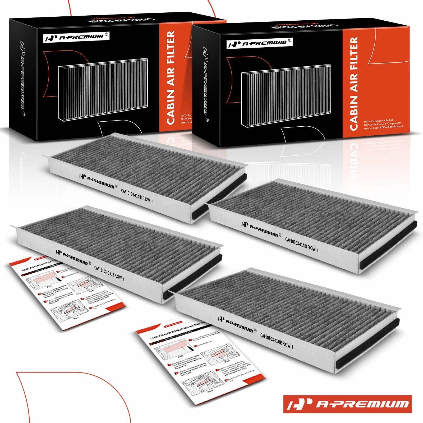 Set of 4 Activated Carbon Cabin Air Filters for BMW 528i 2008–2010 535i
