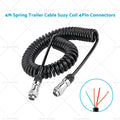 4m Spring Trailer Cable Suzy Coil with 2x 5pin & 4pin Connectors for Caravan