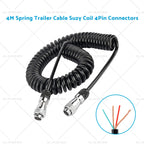 4m Spring Trailer Cable Suzy Coil with 2x 5pin & 4pin Connectors for Caravan