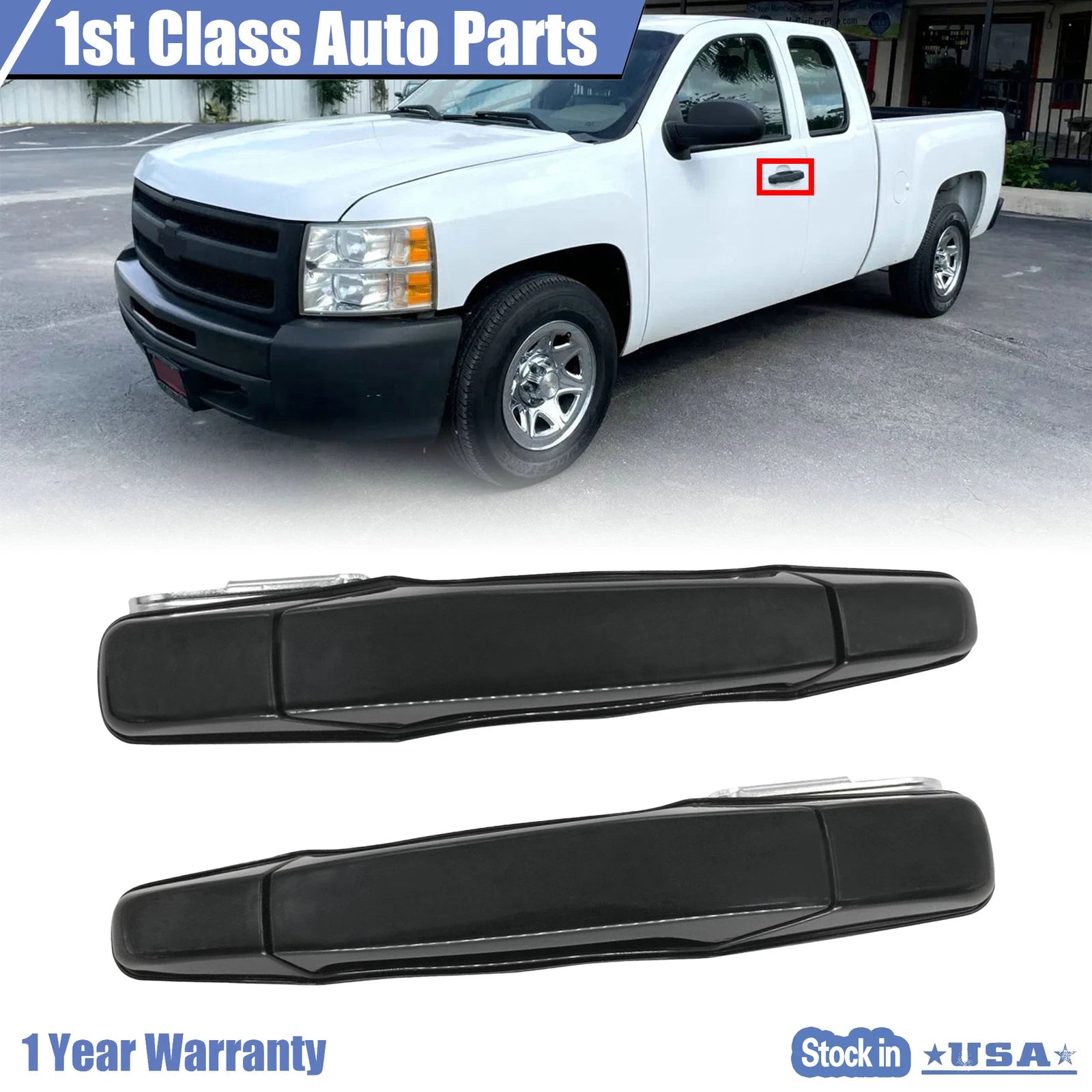 2X Black Outside Door Handles for Chevrolet GMC Cadillac (2007–2013)