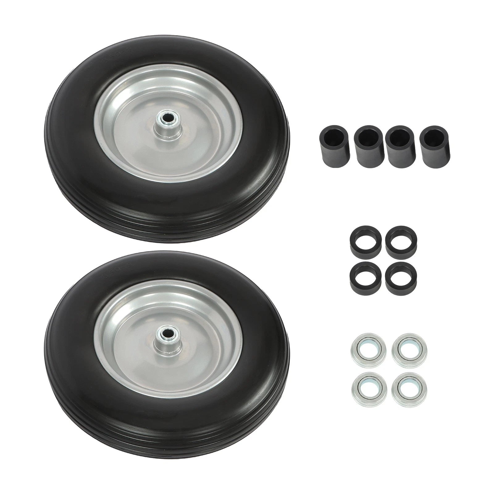 2-Pack Wheelbarrow Tire and Wheel 14.5x4-8 with 5/8" Bearings for Garden Cart