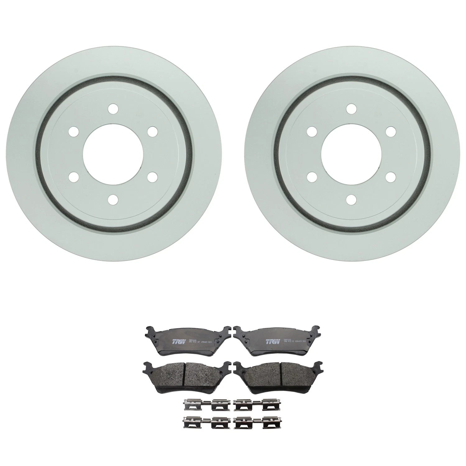 Set of 2 Bosch QuietCast Rear Rotors & TRW Pro Metallic Brake Pads for Ford F-150