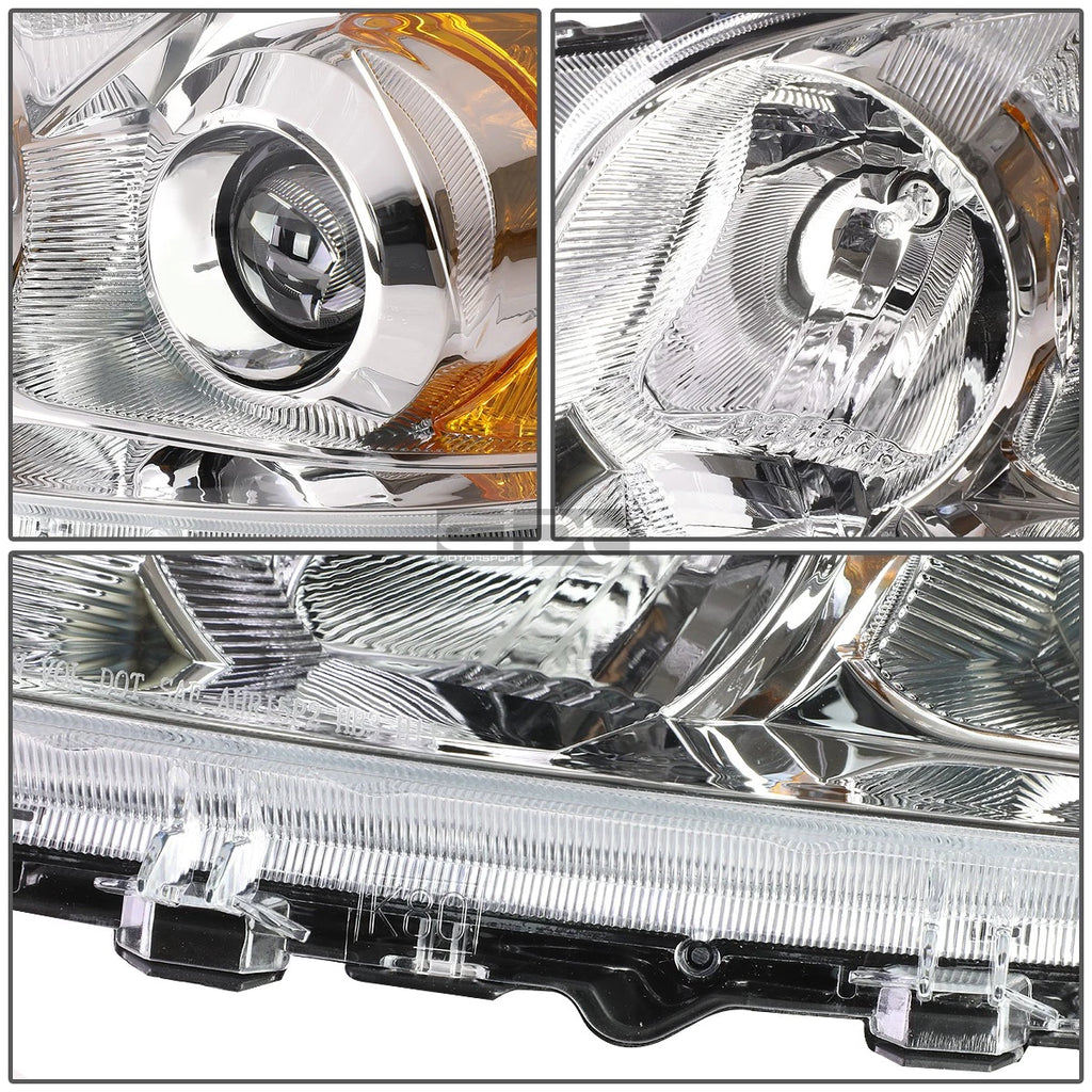 Set of 2 Chrome Housing Amber Side Projector Headlights for Toyota RAV4 (2009–2012)