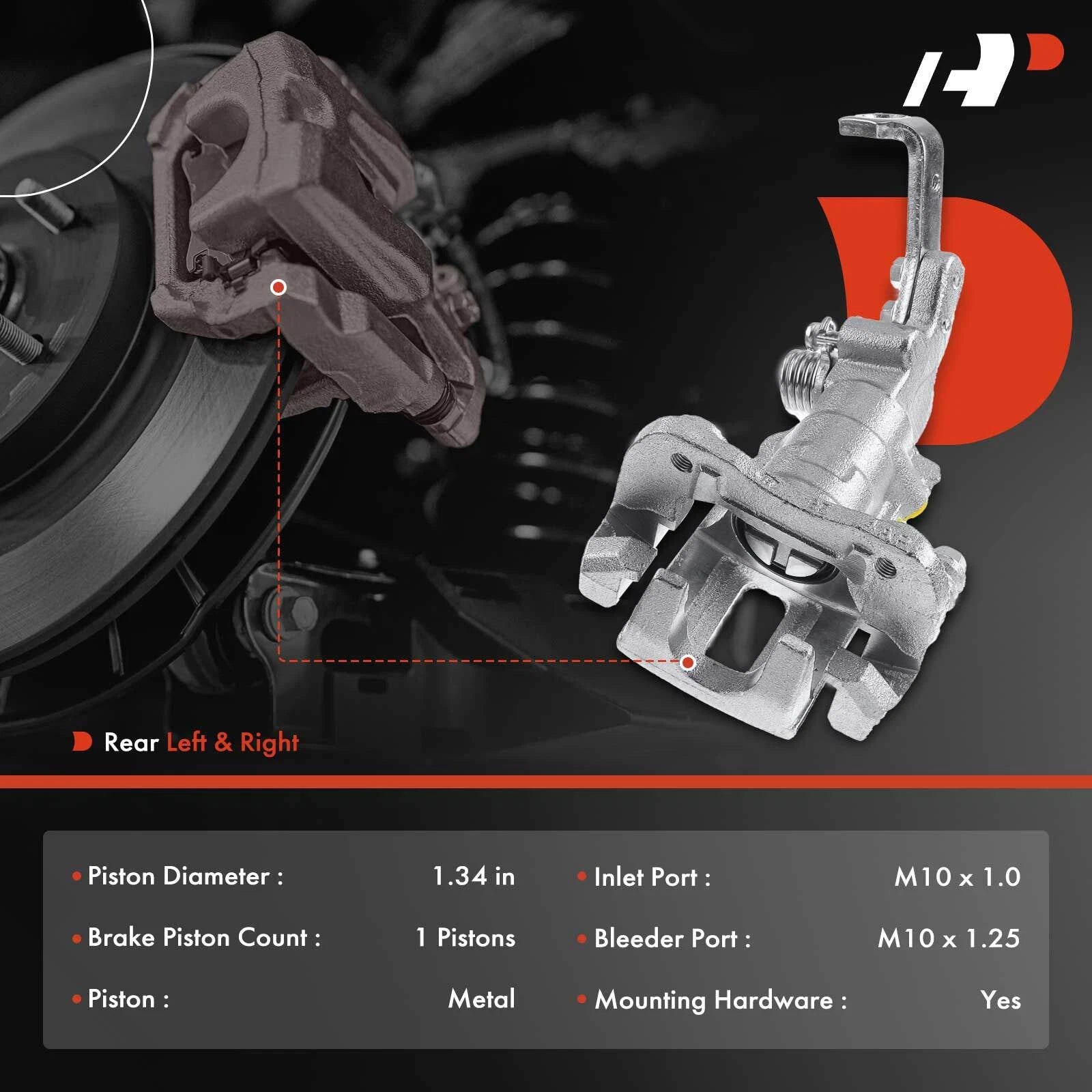 Pair Rear Disc Brake Calipers with Brackets for Honda Accord (1991–1997)